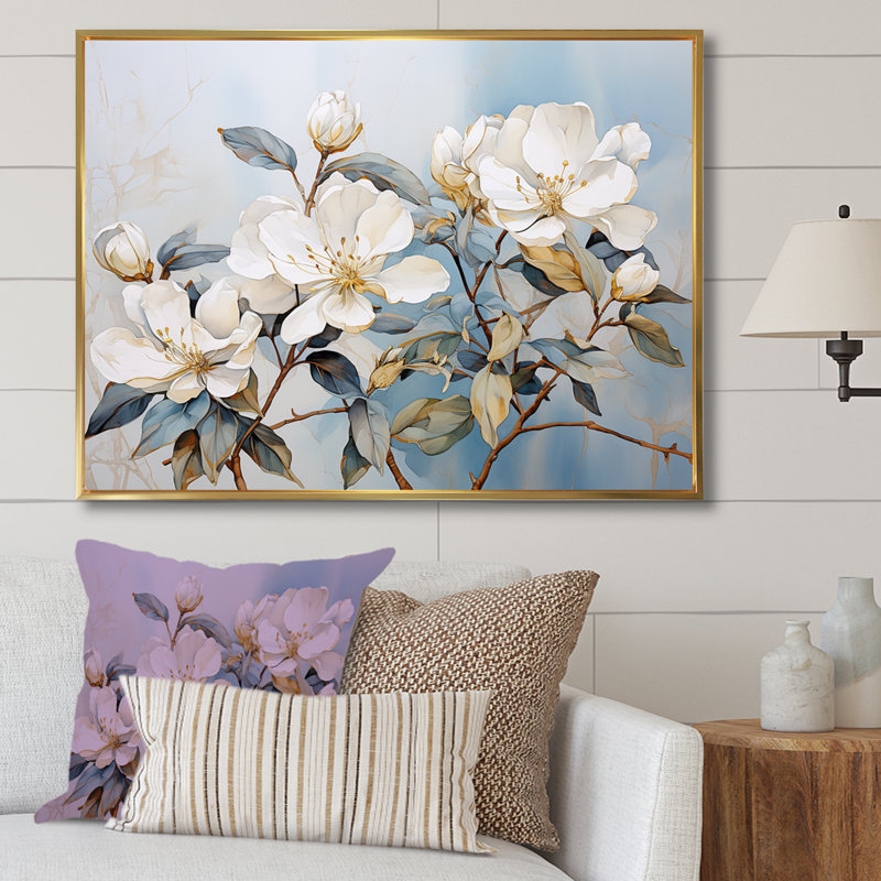 Essence de Rhododendron Simplicité IV, H 16 po x l 32 po x P 1 po, Cadre flottant doré