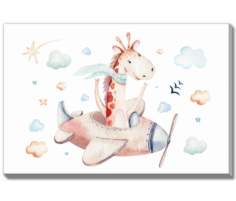Girafe sur toile, Sans cadre, H 22 po x l 28 po x P 1,5 po