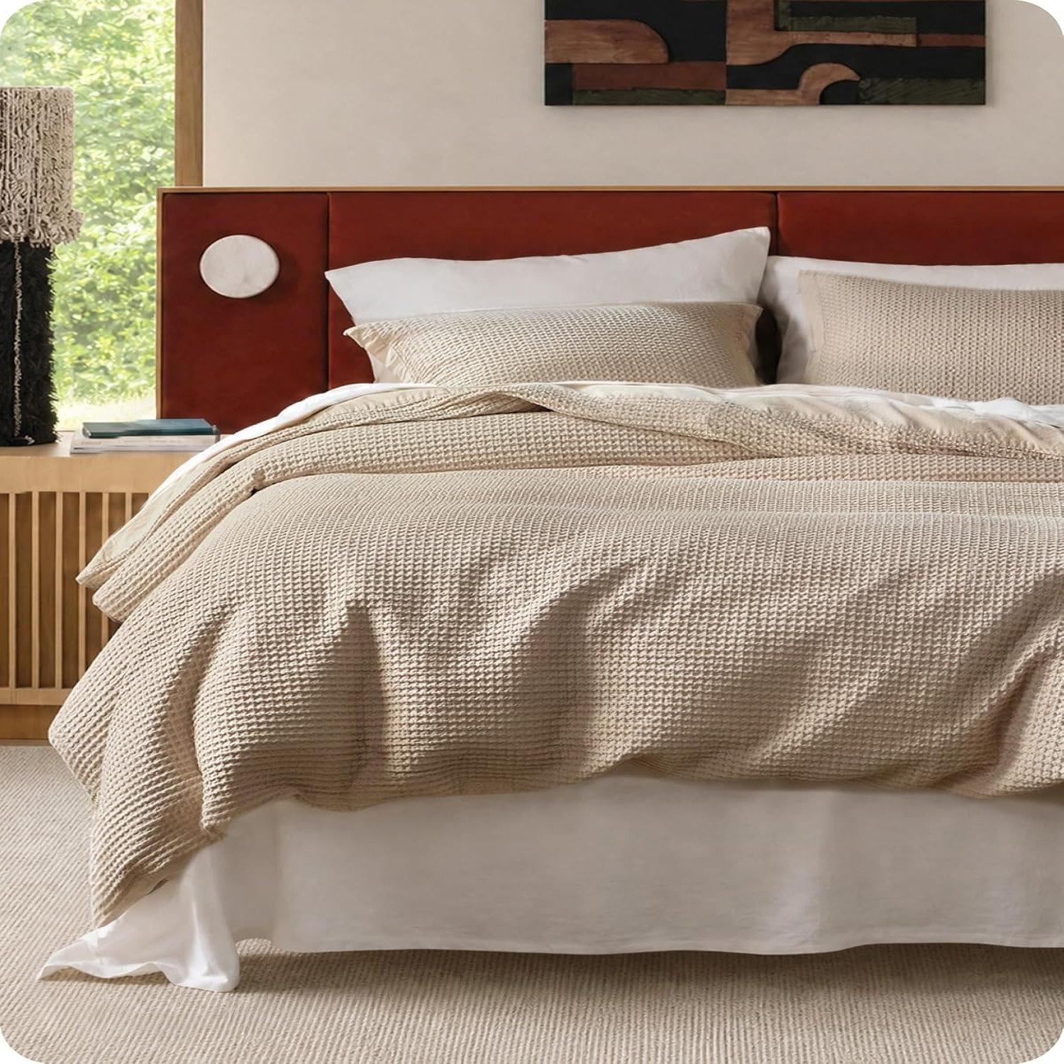Essential Collection Cotton Duvet Cover Set, Queen Duvet Cover + 2 Standard Shams, Khaki