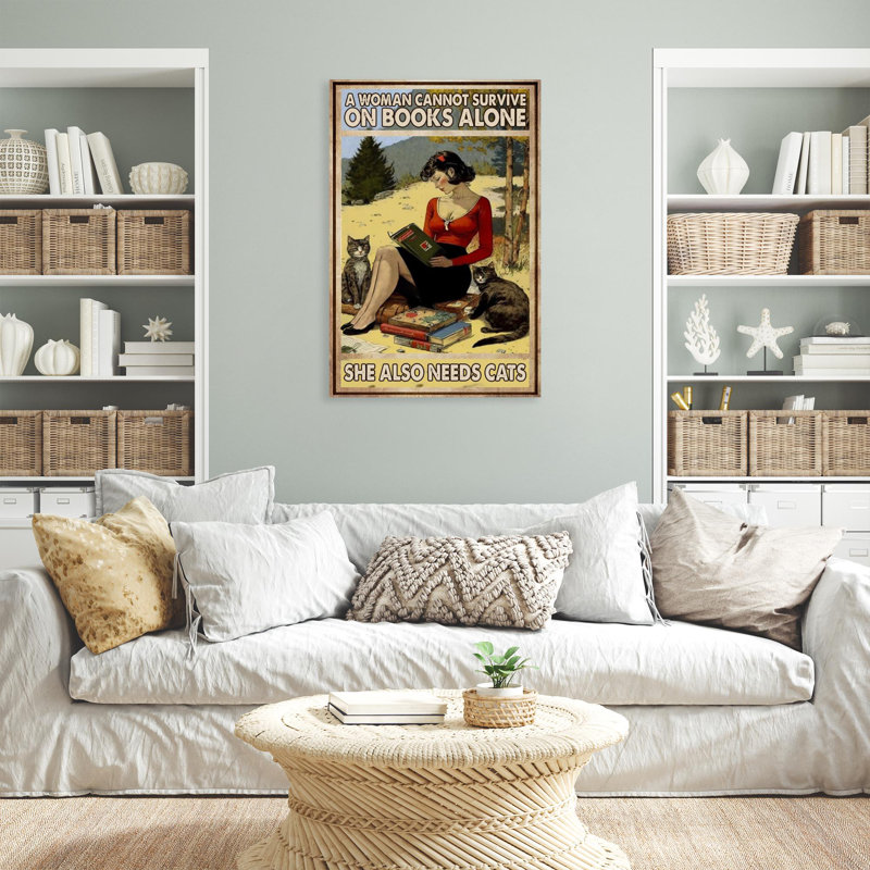 Impression sur toile, "A Woman Cannot Survive On Books Alone" - 1 pièce, H 36 po x l 24 po x P 1,25 po