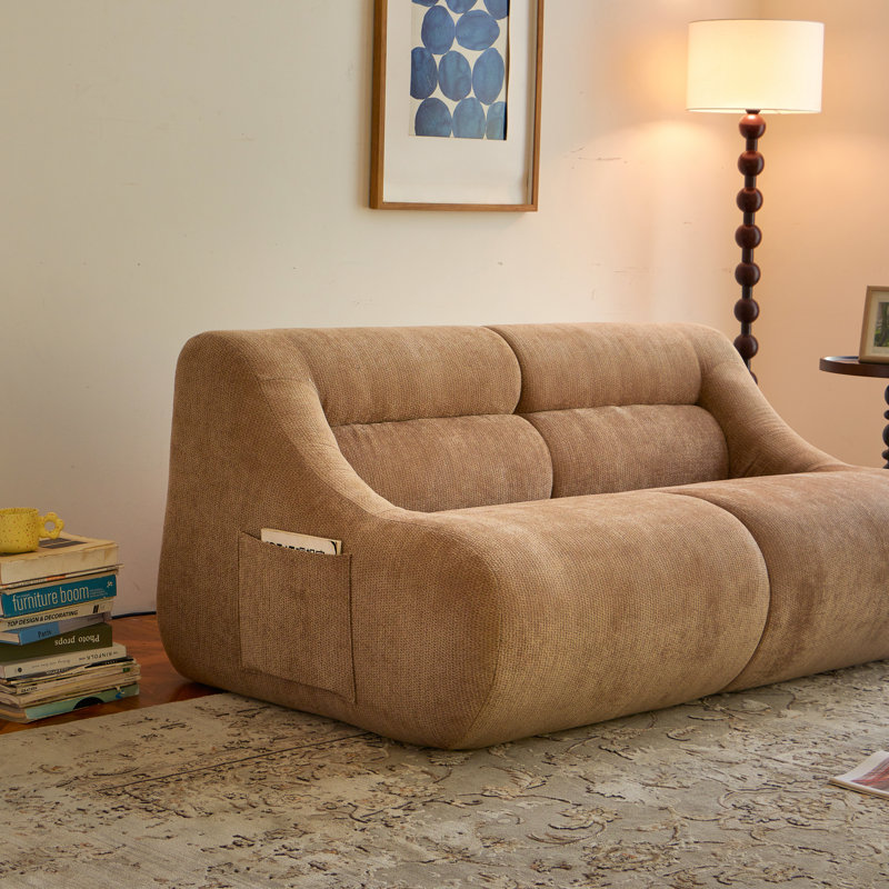 Portable Modern Sofas, Chenille 2-seater Couch For Small Spaces, No Assembly Needed