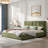 Upholstered Platform Bed With Curved Tufted Headboard, Soft Square Corners