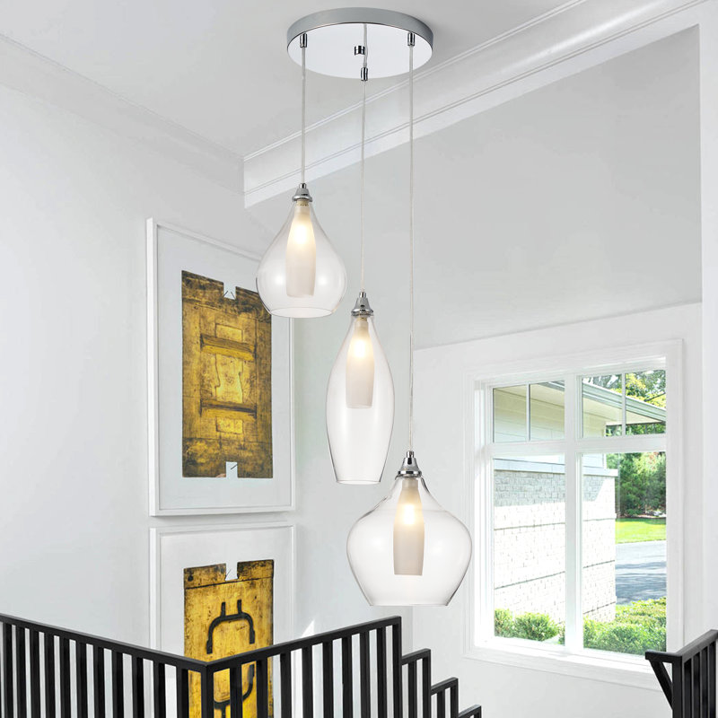 Luminaire suspendu en verre à 3 lumières avec ampoules incluses