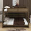 Lit double superposé au-dessus de grand lit double avec armoires de rangement et port USB-558395921