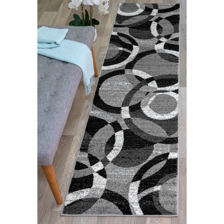 Mehul Geometric Gray/Black/Ivory Area Rug