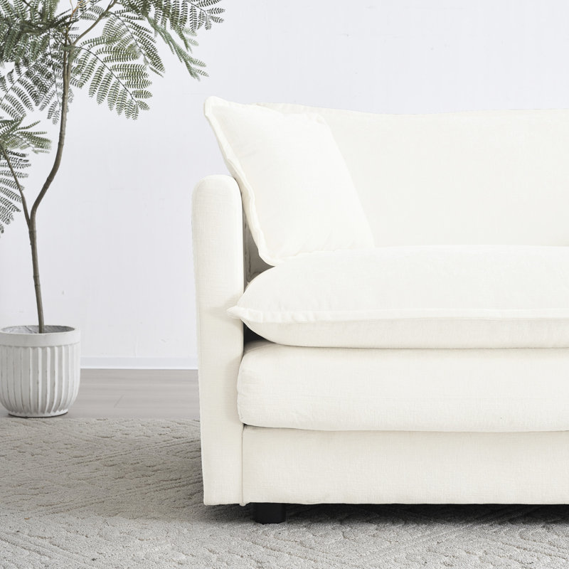 Fauteuil Comfy à assise simple en chenille blanche