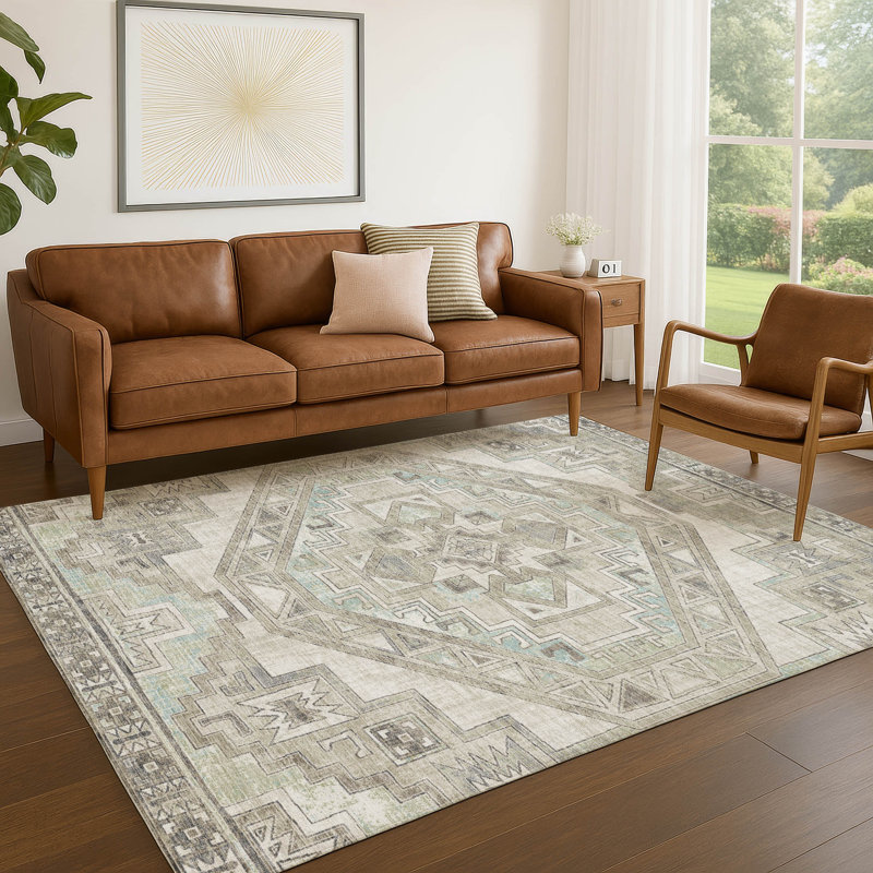 Machine Washable Indoor/Outdoor Chantille ACN2794 Global Rug, 3' x 5', Ivory