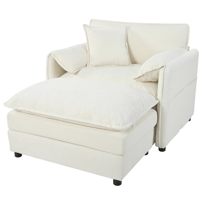 Spacieux fauteuil inclinable en chenille avec fauteuil - Détendez-vous et rajeunissez votre fauteuil beige