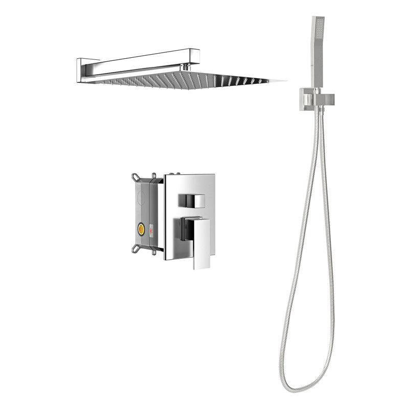 Système de douche carré mural de 10 pouces avec valve brute Topcraft