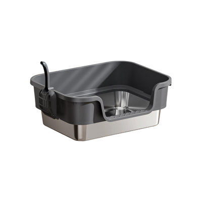 Stainless Steel High-Sided Litter Box, 16.93x13.39x6.69 inches, Gray
