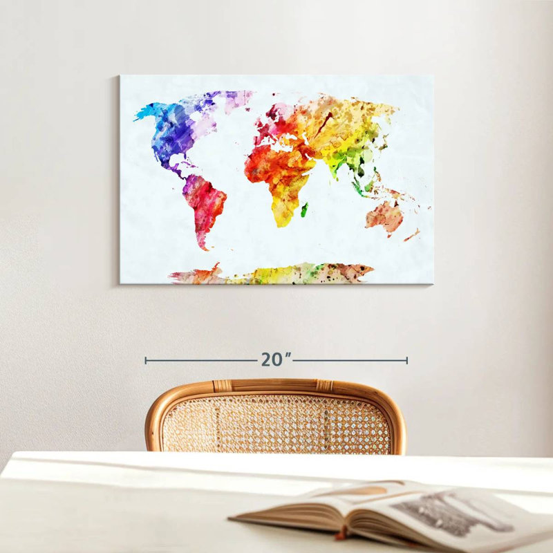 Carte du monde tempéré Aliaz, H 16 po x l 24 po