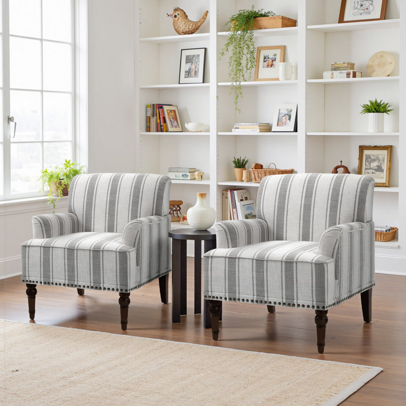 Fauteuil Iliana, Lin rayé gris