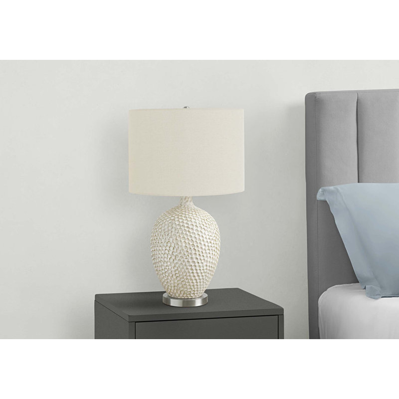 Lighting, 28 po, lampe de table, céramique crème, abat-jour ivoire / crème, contemporain