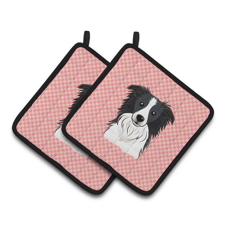 Caroline's Treasures Checkerboard Potholder, Pink
