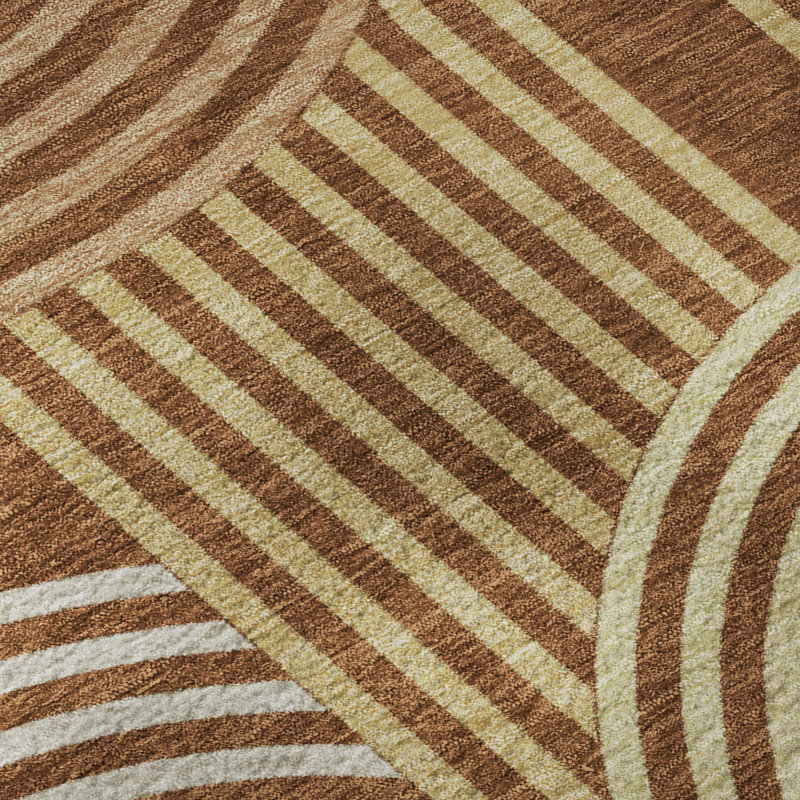 Tapis moderne lavable à la machine de qualité supérieure Mid-Century, Paprika, 1'8" x 2'6"