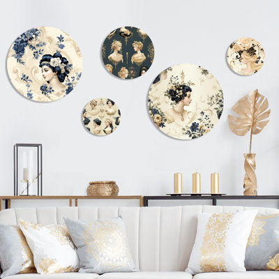 Blyth - Floral Floral Round Wall Art Set Of 5