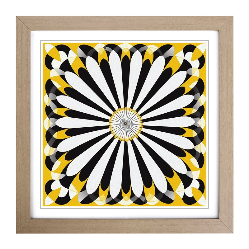 Daisy Op Art No.2 - Framed Print, Oak