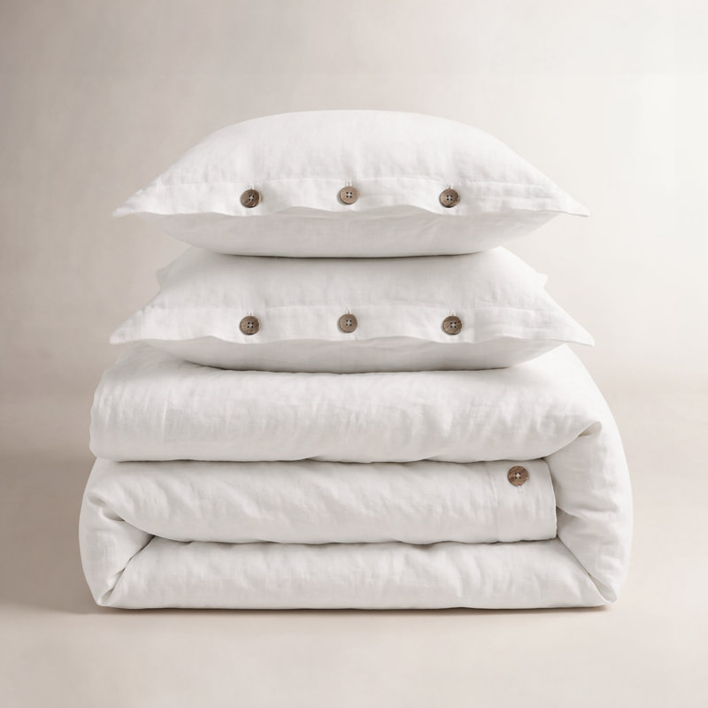 Bedsure Linen Cotton Blend Duvet Cover Set, Queen Duvet Cover + 2 Standard Pillowcases, Light Green