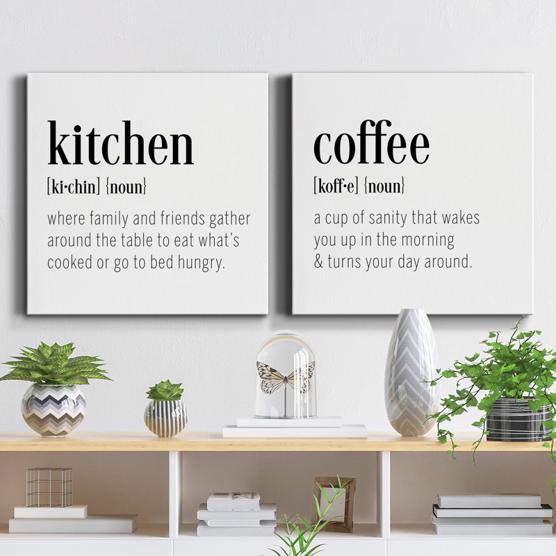 Cuisine - ensemble d'art textuel sur toile tendue 2 pièces, H 40 po x l 80 po x P 1 po