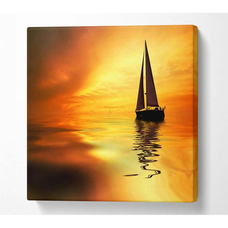 Sailboat Sunset 1 - Wrapped Canvas Print, 50.8cm H x 50.8cm W x 10cm D