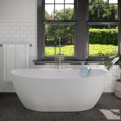 65.12'' x 33.5'' Freestanding Soaking Resin Bathtub