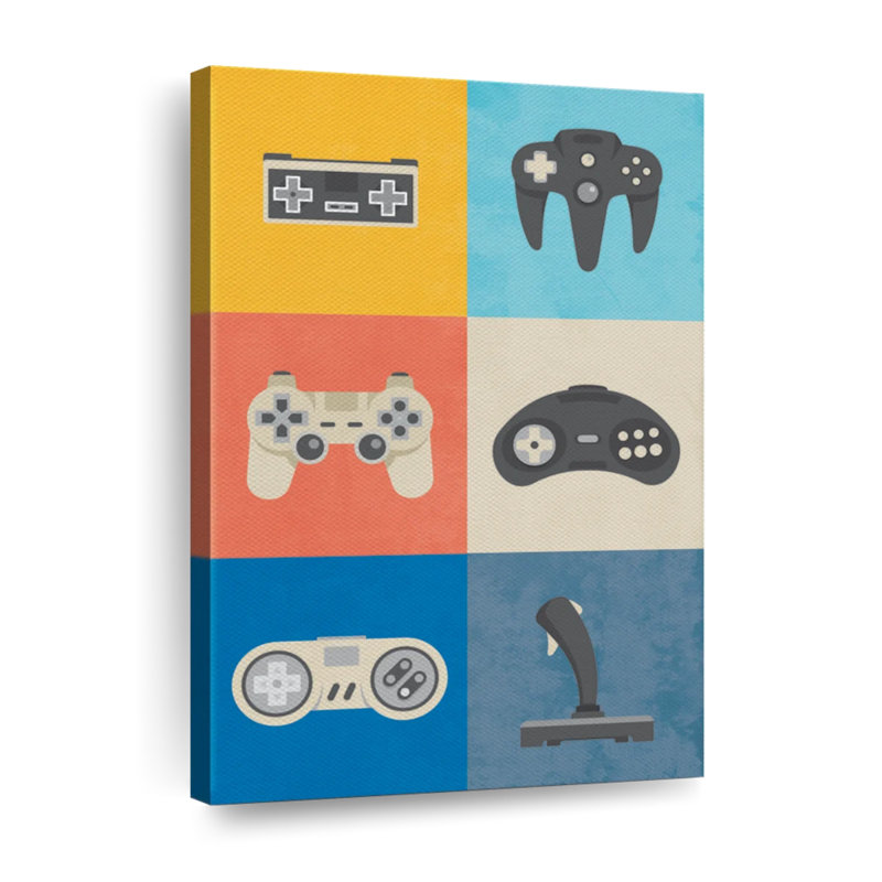 Iconic Game Controllers, reproduction sur toile, H 45 po x l 30 po x P 1,25 po