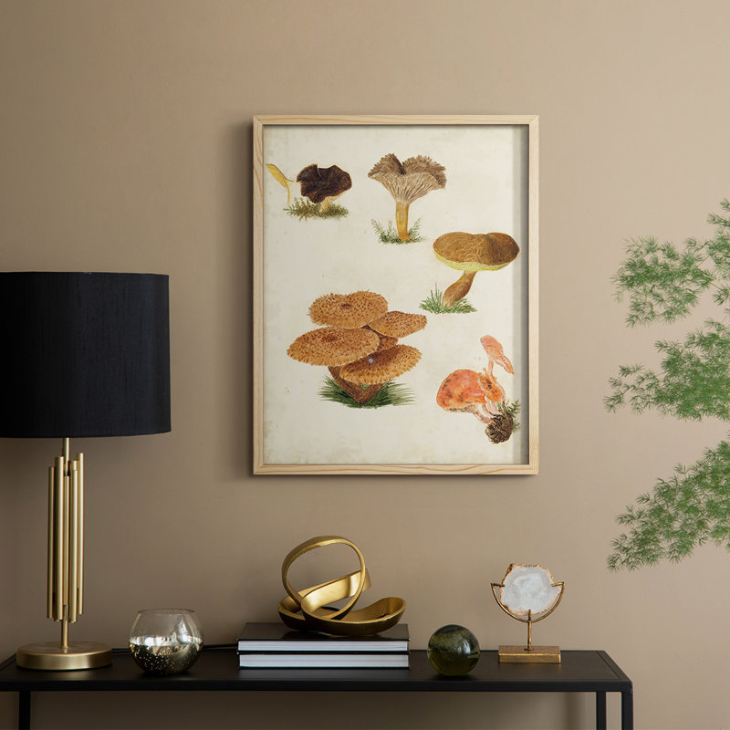 Reproduction encadrée de champignon V - Bois massif