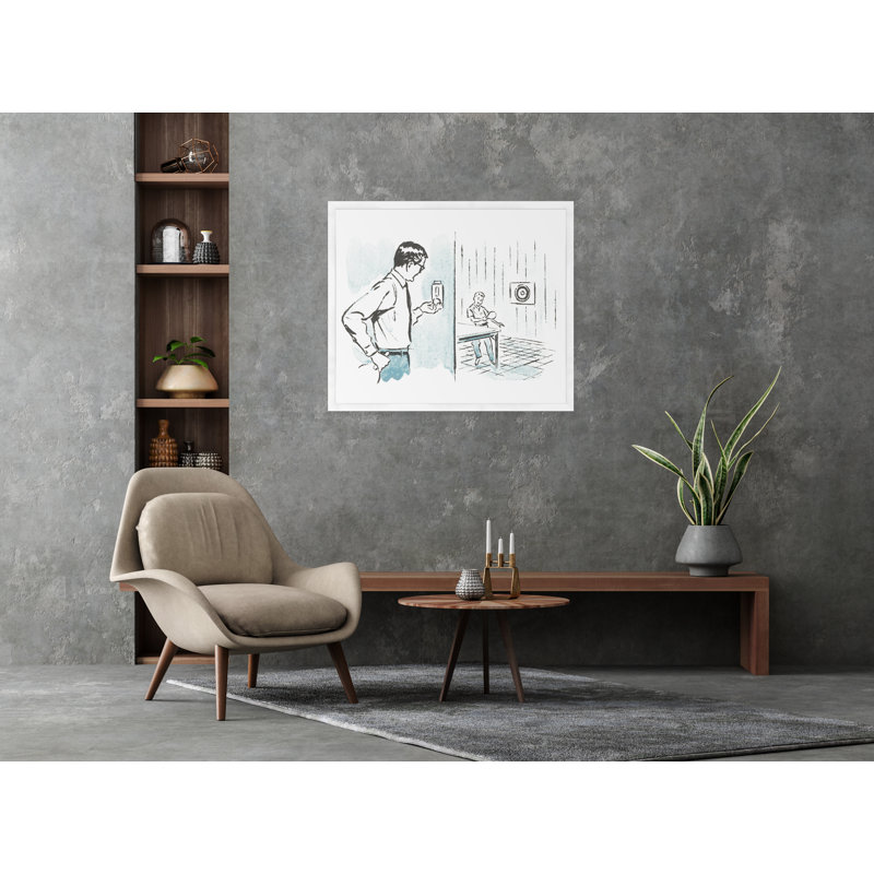 Ping Pong Print, White Framed