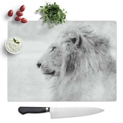 A Lion  Glass Chopping Board