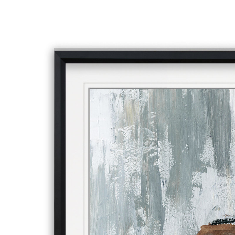 «Barn at Dusk», peinture, H 24 po x l 24 po x P 2 po, Cadre noir