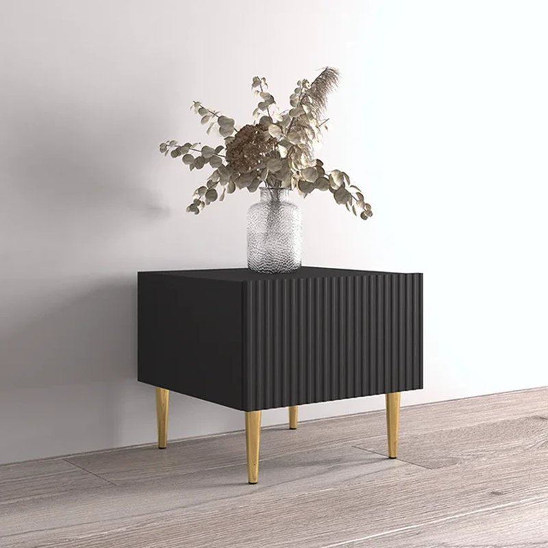 Ayan 15.7" Nightstand with Matte Finish, Black