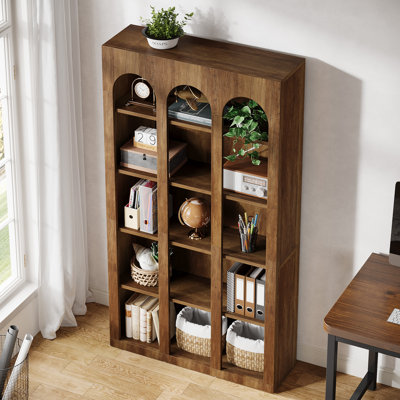 Set of 2 Modern 5-Tier 70.87-Inch Wood Farmhouse Home Office Bookshelf Bookcase Open Large Storage 2PCS!