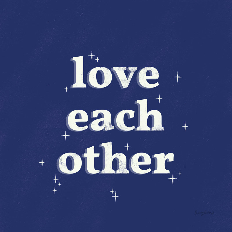 Love Each Other White Indigo by Becky Thorns - Wrapped Canvas Print, 76cm H x 76cm W