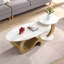 Ensemble de 2 tables de bout modernes pour le salon, ovales et rondes, Golden Modern