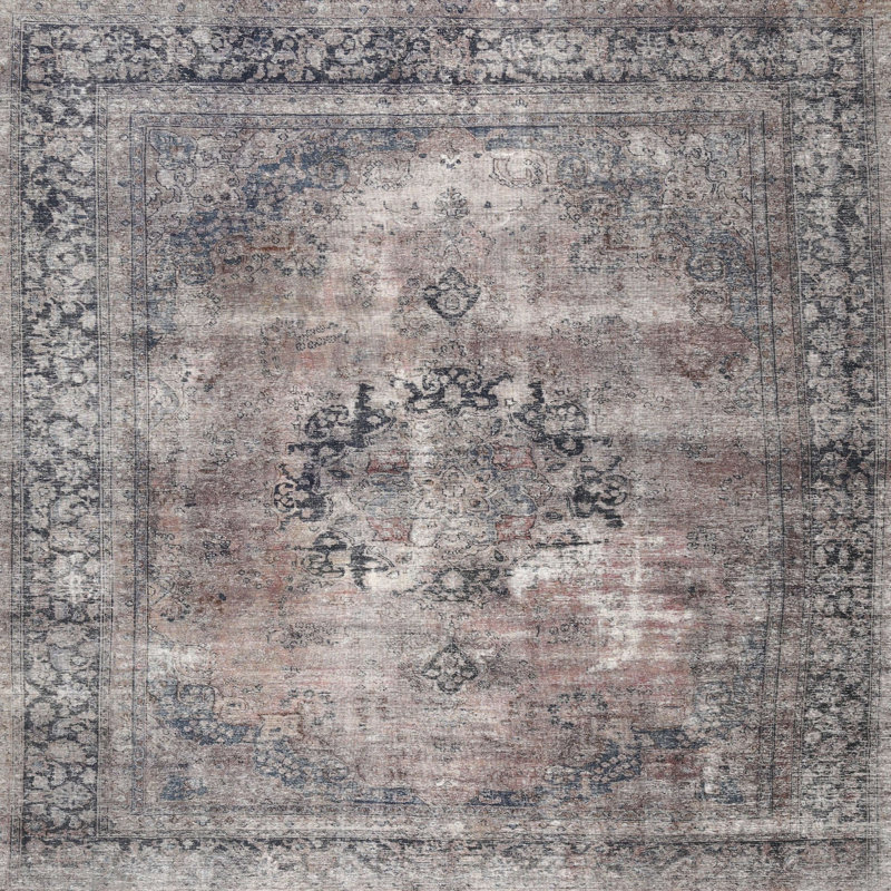 Tapis oriental brun clair / bleu, Rond 8 pi