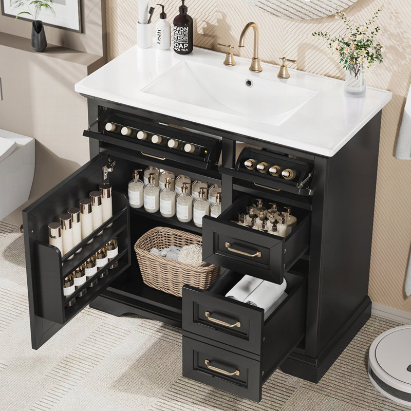 Meuble-lavabo 36 po avec lavabo, Noir