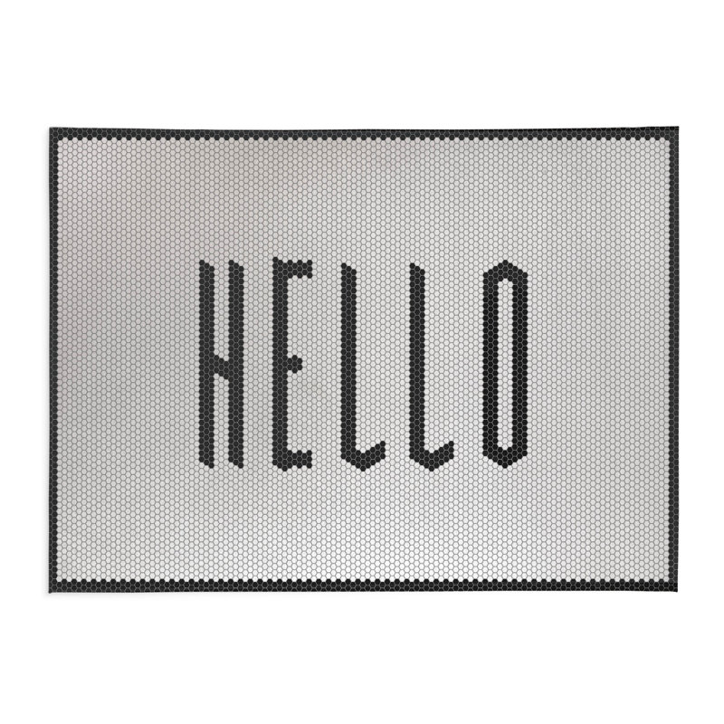 Tapis de cuisine Penny Tile Hello, Gris anthracite, Rectangulaire 3 pi x 5 pi