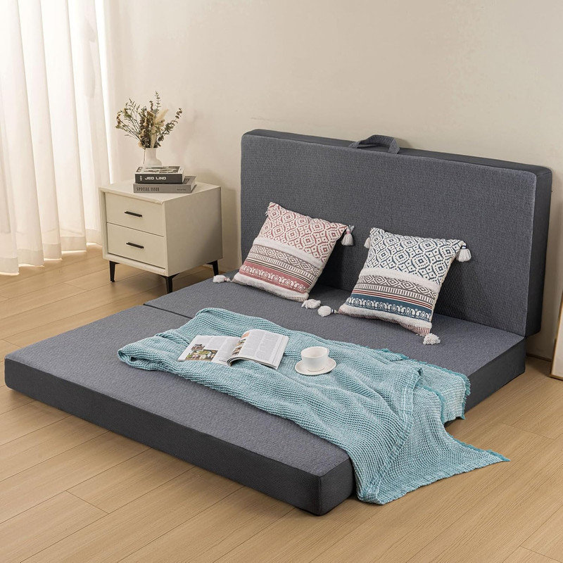 Tri-fold 4'' Memory Foam Mattress, Foldable Futon Mattress with Washable Cover, Extra Support Portable Murphy Bed Mattress
