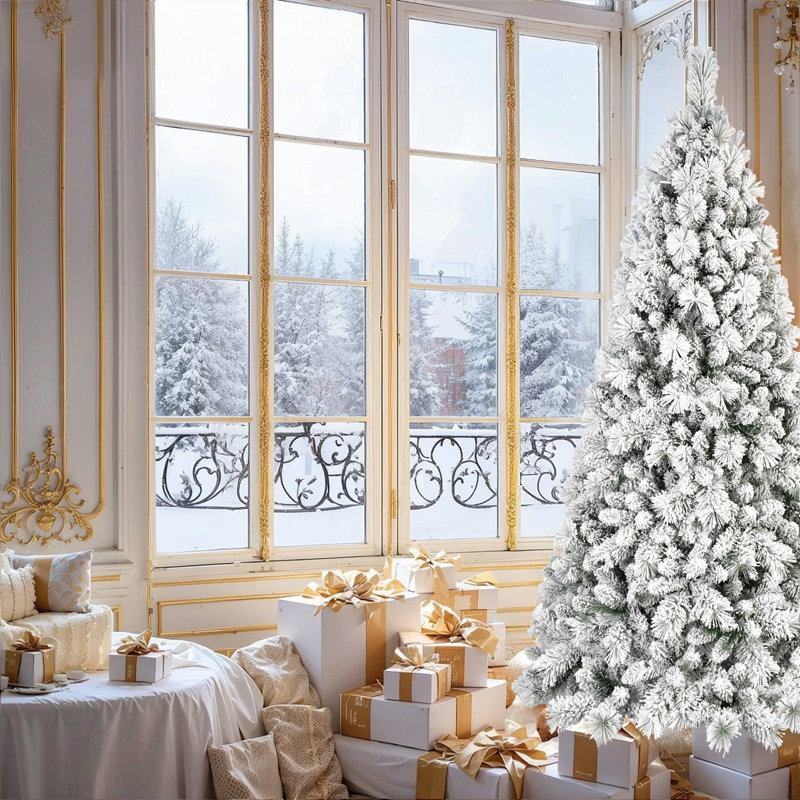 Arbre de Noël enneigé 7,5 pi, Ne s’applique pas, 7.5', Non pré-éclairé