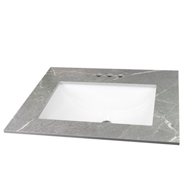 Plateau de meuble-lavabo noir en pierre mince 25 po x 22 po