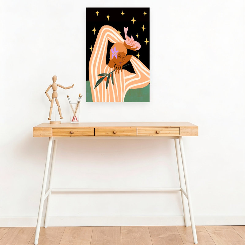 Équilibre, reproduction d'art abstrait contemporain coloré, plante fruitière, 18" H x 12" W