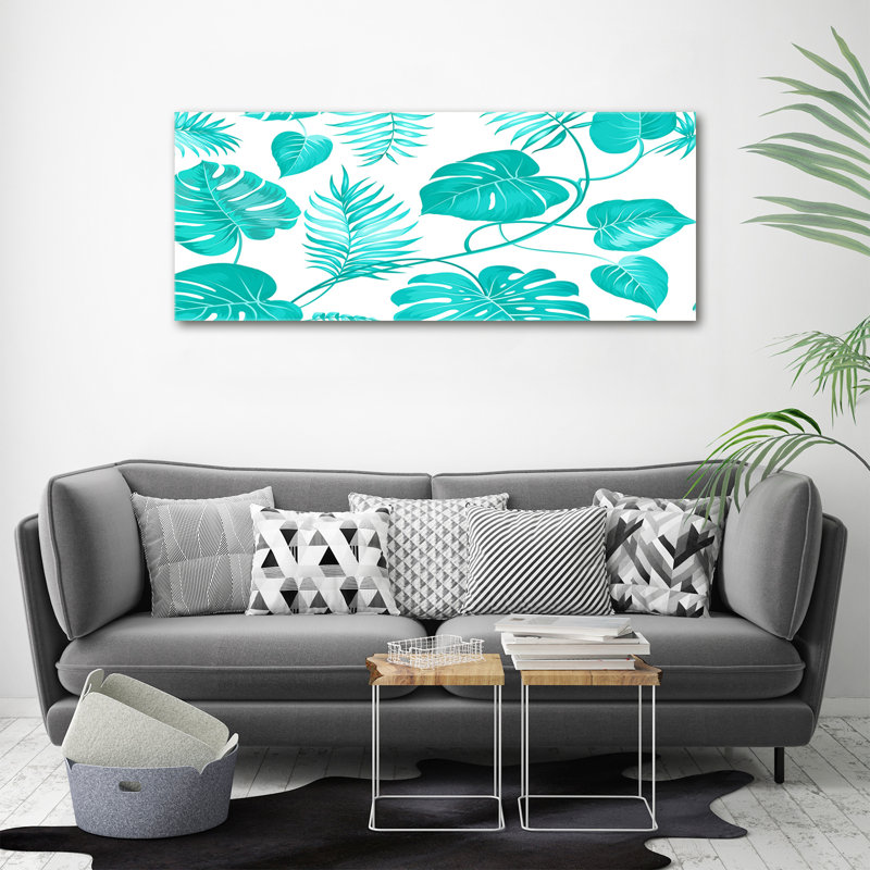 Tropical Leaves - No Frame Print on Glass, Canvas, 50cm H x 125cm W x 2cm D