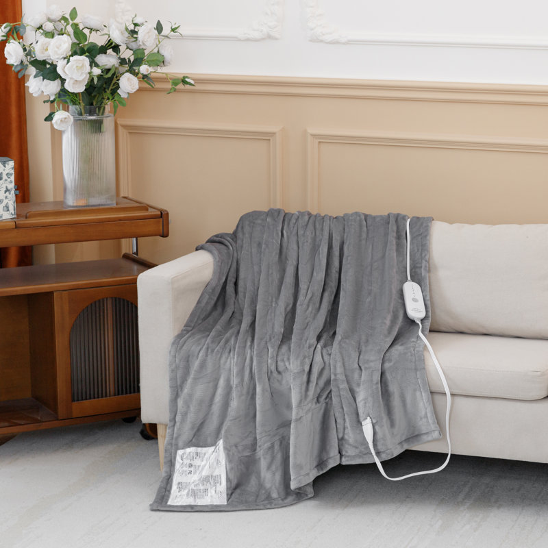  Jeté chauffant 1 pièce Microplush, gris