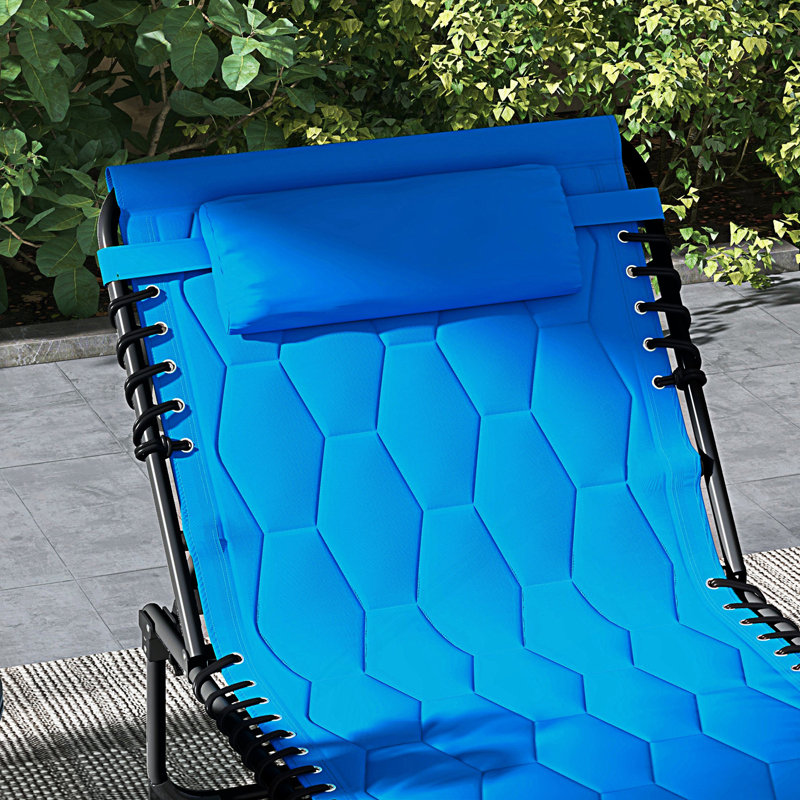 Ensemble de chaise longue pliante avec dossier inclinable à 5 niveaux, fauteuil de bronzage d'extérieur avec siège rembourré