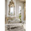 Banc Quentin, polyuréthane beige et finition blanc antique