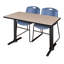 Neyland Cain T-Base training table and 2 Zeng stackable chairs-32520312-32520304-32520305
