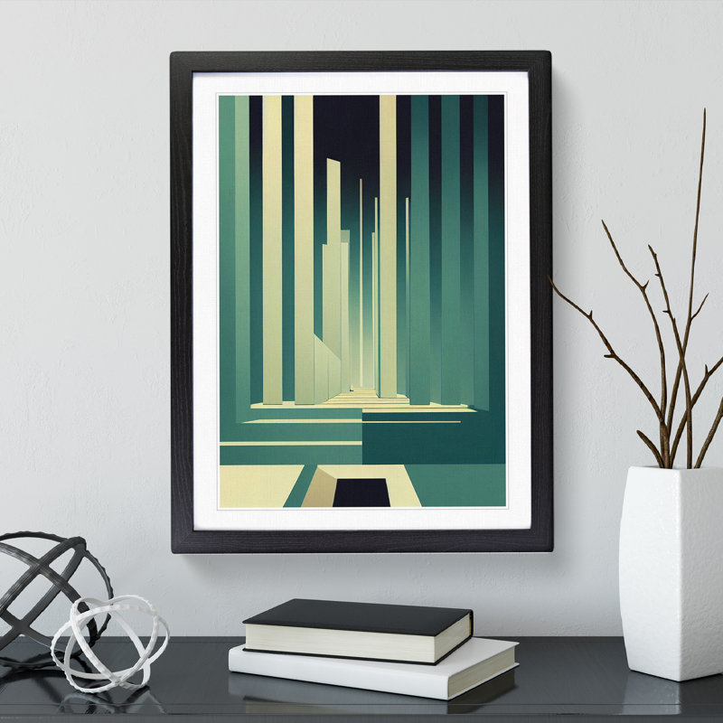 Art Deco Architecture No.2 Skyscraper - Single Picture Frame Print, Black Framed, 64cm H x 46cm W x 2cm D