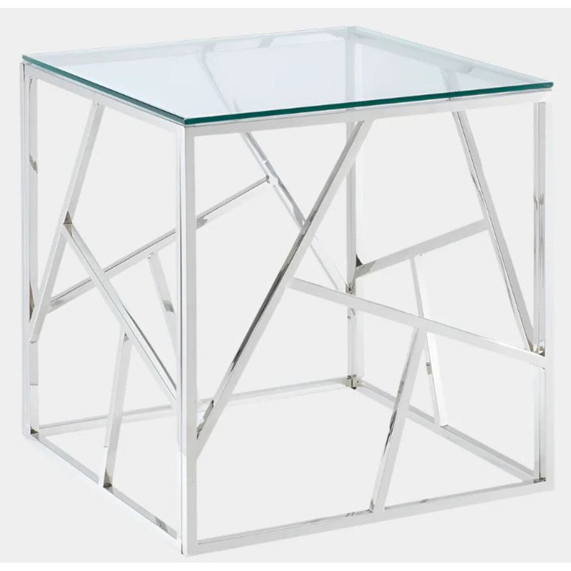 Table d'appoint en verre Turner, Argent