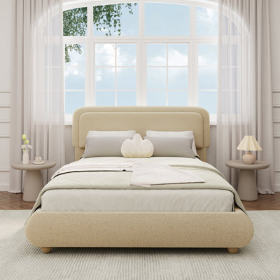 Soft Cream Style Boucle Cloud Bed