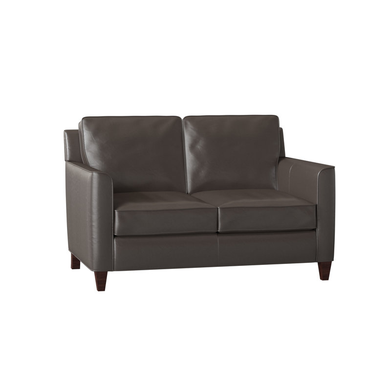 Yorba Leather Loveseat, Aline Fumo Genuine Leather, Mahogany